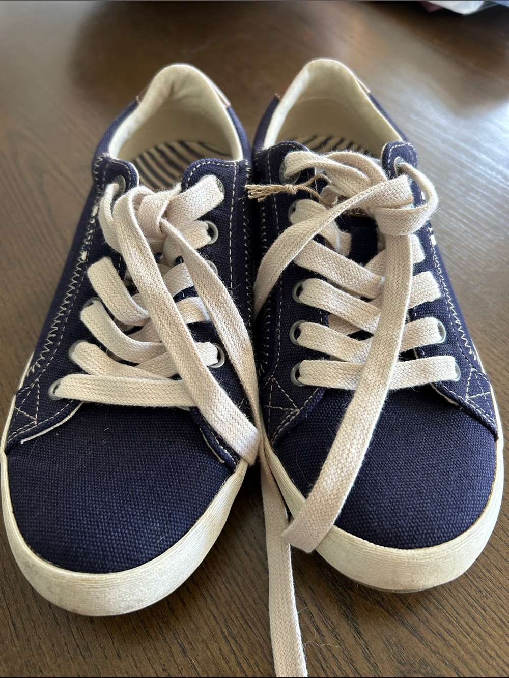 Taos Women’s Navy Canvas Sneakers with Cream Laces size 6, excellent condition